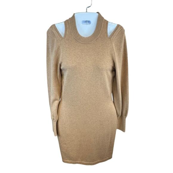 NAADAM Camel Knit Sweater Long Sleeve Sweater Dress Shoulder Cut-out Women's M - Picture 1 of 7